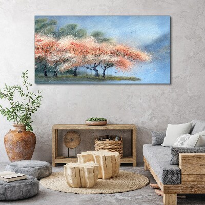 Tablou canvas copaci flori abstractie