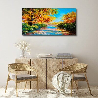 Tablou canvas Toamnă de aur pe râu