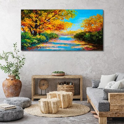 Tablou canvas Toamnă de aur pe râu