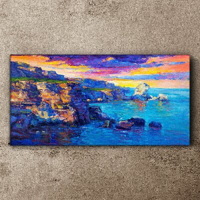 Tablou canvas Apus pitoresc peste coastă