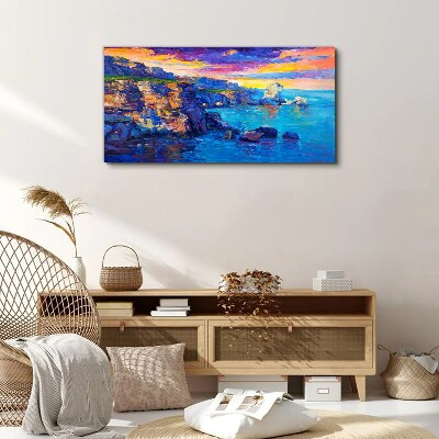 Tablou canvas Apus pitoresc peste coastă