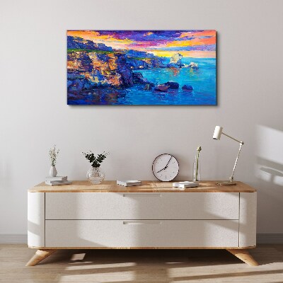 Tablou canvas Apus pitoresc peste coastă