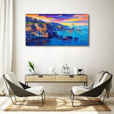 Tablou canvas Apus pitoresc peste coastă
