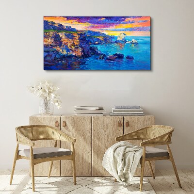 Tablou canvas Apus pitoresc peste coastă
