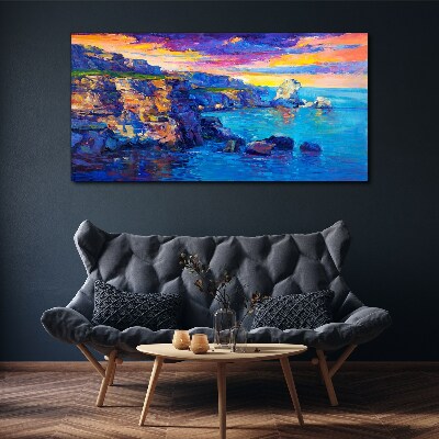 Tablou canvas Apus pitoresc peste coastă
