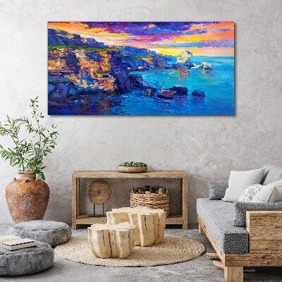 Tablou canvas Apus pitoresc peste coastă