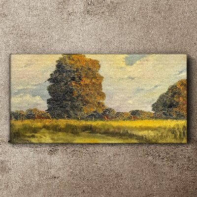 Tablou canvas Copaci de aur într-un peisaj de vară