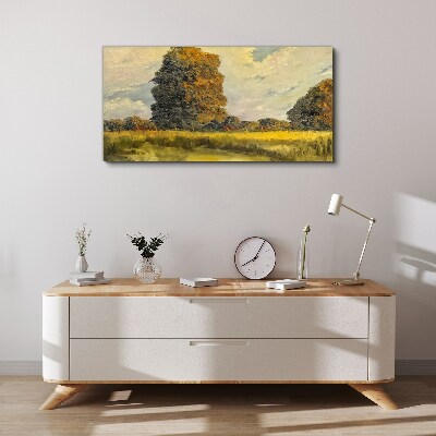 Tablou canvas Copaci de aur într-un peisaj de vară