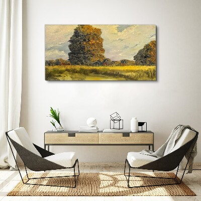 Tablou canvas Copaci de aur într-un peisaj de vară