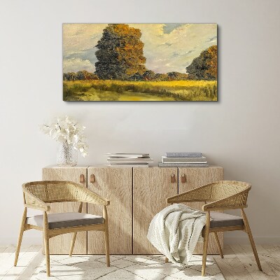 Tablou canvas Copaci de aur într-un peisaj de vară