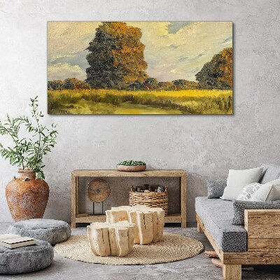 Tablou canvas Copaci de aur într-un peisaj de vară