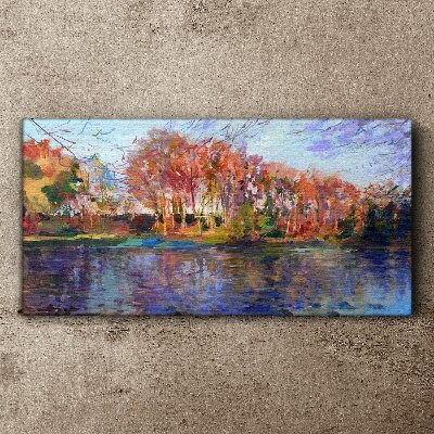 Tablou canvas Panoramă de toamnă asupra râului