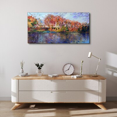 Tablou canvas Panoramă de toamnă asupra râului