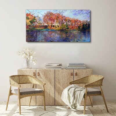 Tablou canvas Panoramă de toamnă asupra râului