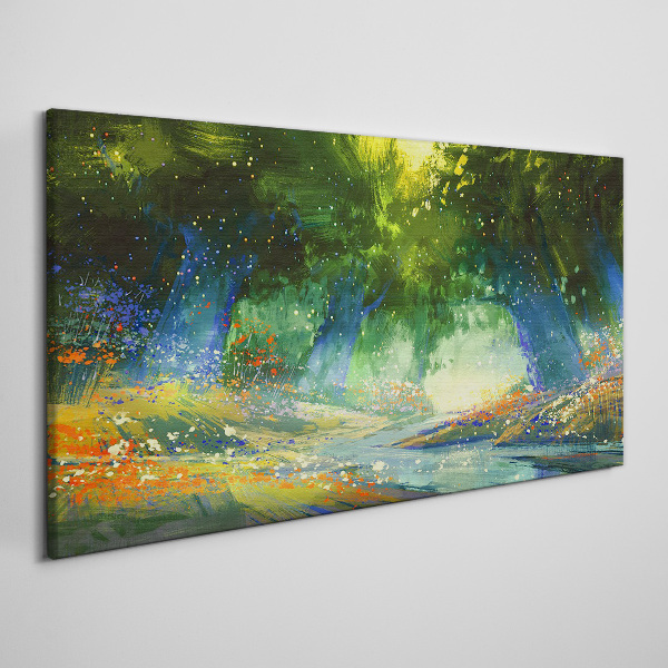 Tablou canvas Pădure verde în lumina dimineții