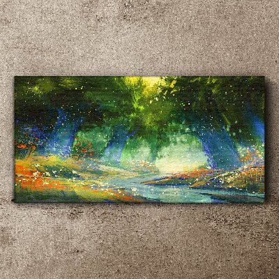 Tablou canvas Pădure verde în lumina dimineții