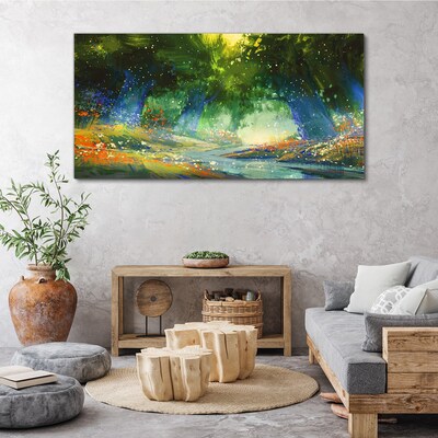 Tablou canvas Pădure verde în lumina dimineții