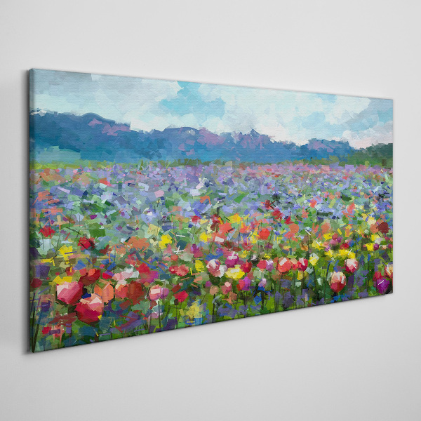 Tablou canvas Peisaj floral in culori pastelate