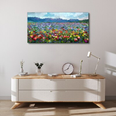 Tablou canvas Peisaj floral in culori pastelate