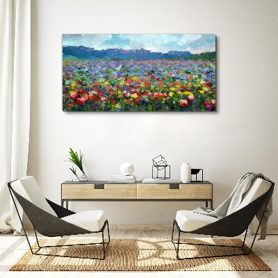 Tablou canvas Peisaj floral in culori pastelate