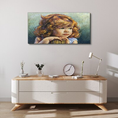 Tablou canvas O fată grijulie, cu părul roșu