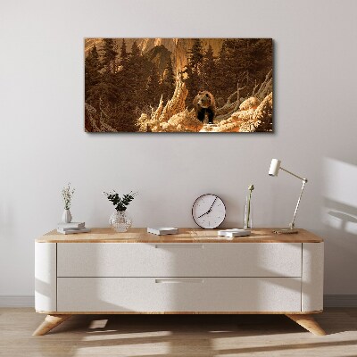 Tablou canvas Grizzly într-un peisaj montan