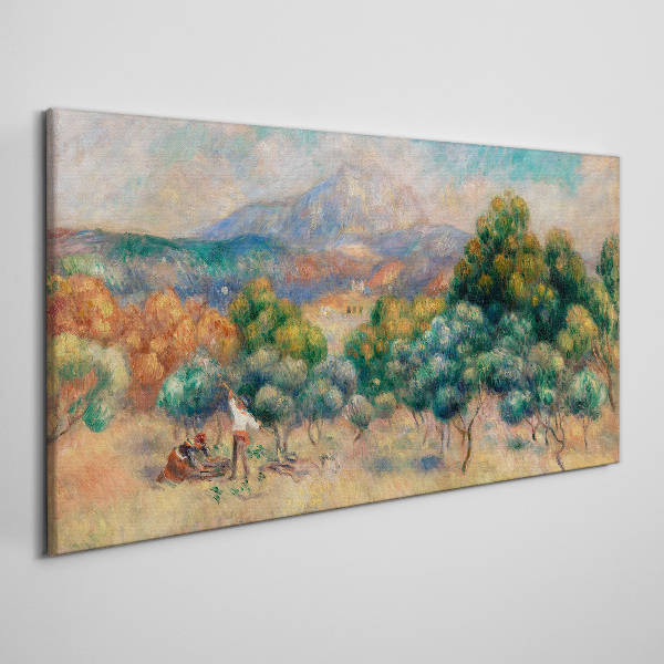 Tablou canvas Peisaj cu copaci și o cabană