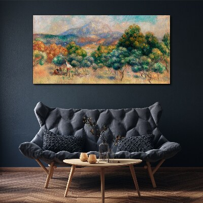 Tablou canvas Peisaj cu copaci și o cabană