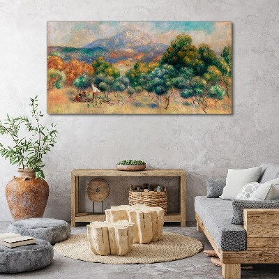 Tablou canvas Peisaj cu copaci și o cabană