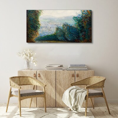 Tablou canvas Peisaj verde cu ceață