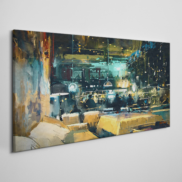 Tablou canvas Atmosfera de noapte in cafenea