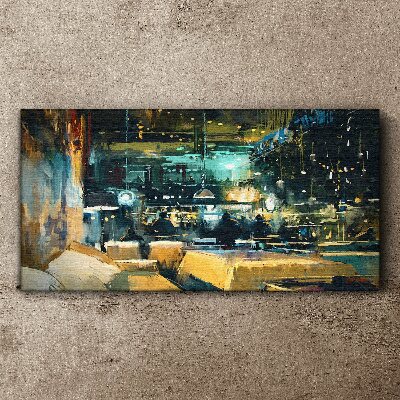 Tablou canvas Atmosfera de noapte in cafenea