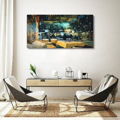 Tablou canvas Atmosfera de noapte in cafenea
