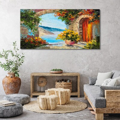 Tablou canvas Peisaj de litoral cu flori