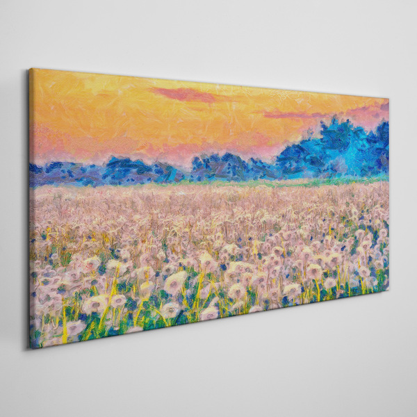Tablou canvas Peisaj cu flori la apus