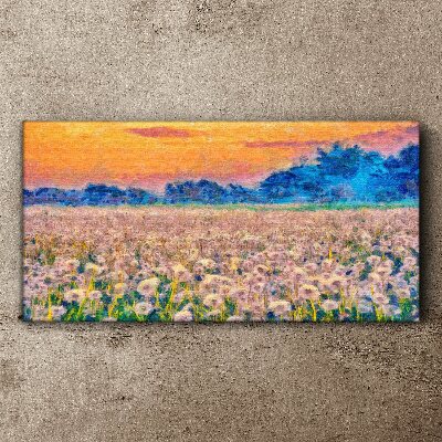Tablou canvas Peisaj cu flori la apus