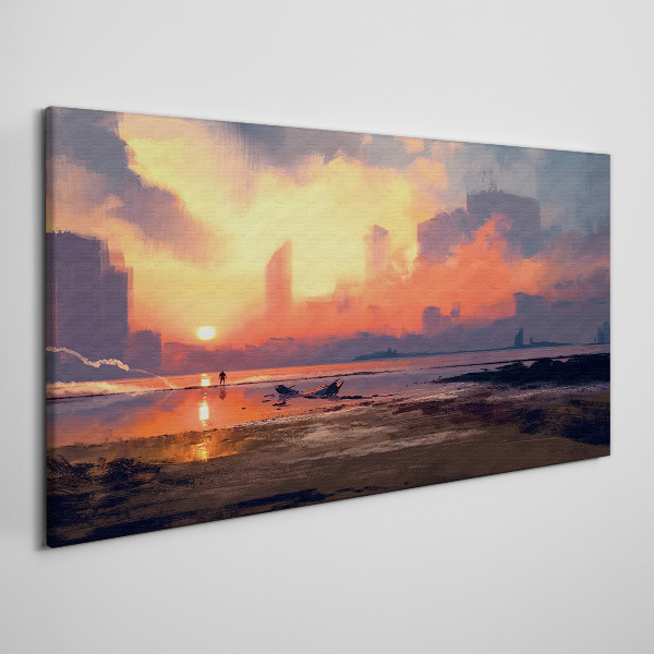 Tablou canvas Apus peste orizontul orașului