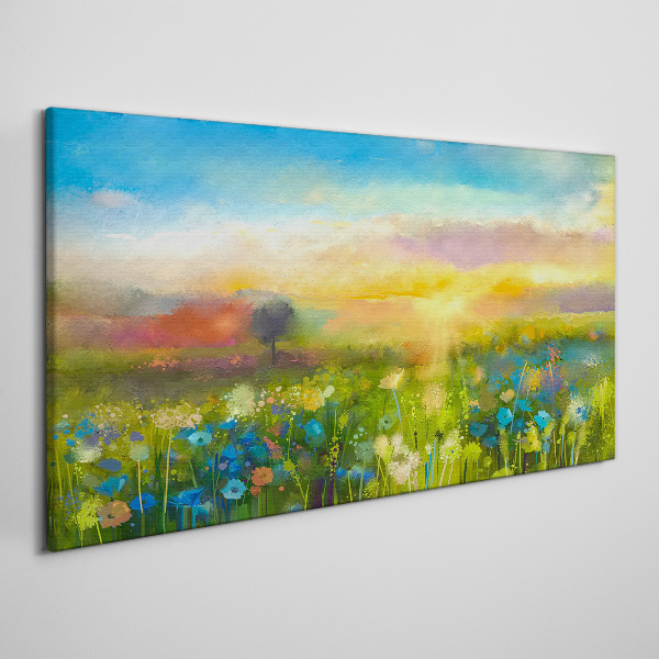 Tablou canvas Peisaj de flori dimineața