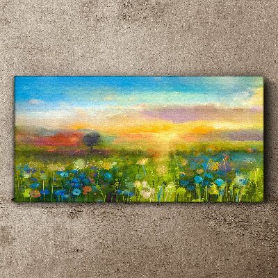 Tablou canvas Peisaj de flori dimineața
