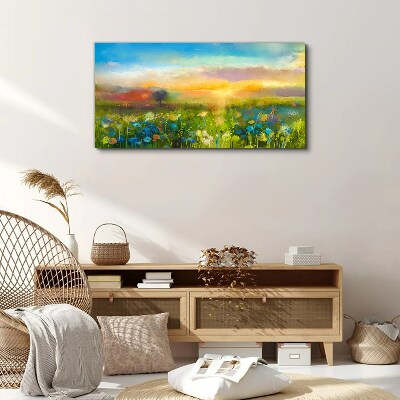 Tablou canvas Peisaj de flori dimineața