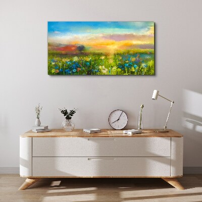 Tablou canvas Peisaj de flori dimineața