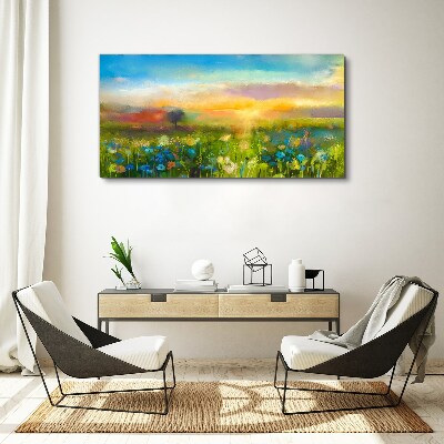 Tablou canvas Peisaj de flori dimineața