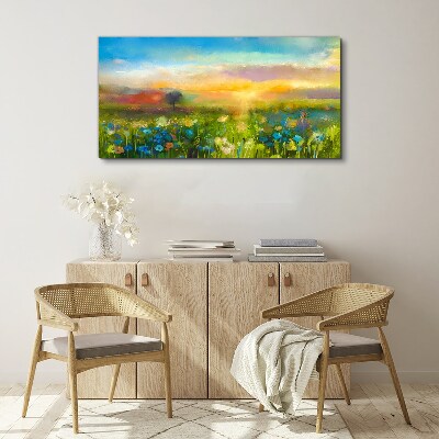 Tablou canvas Peisaj de flori dimineața