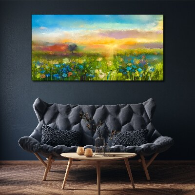 Tablou canvas Peisaj de flori dimineața