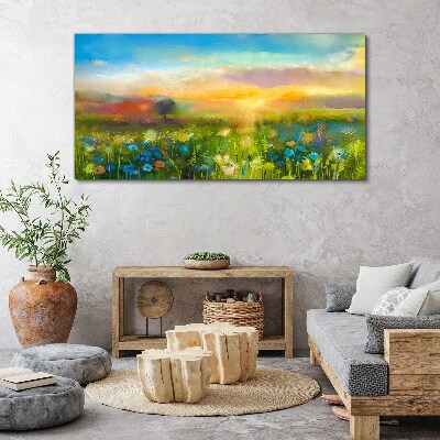 Tablou canvas Peisaj de flori dimineața
