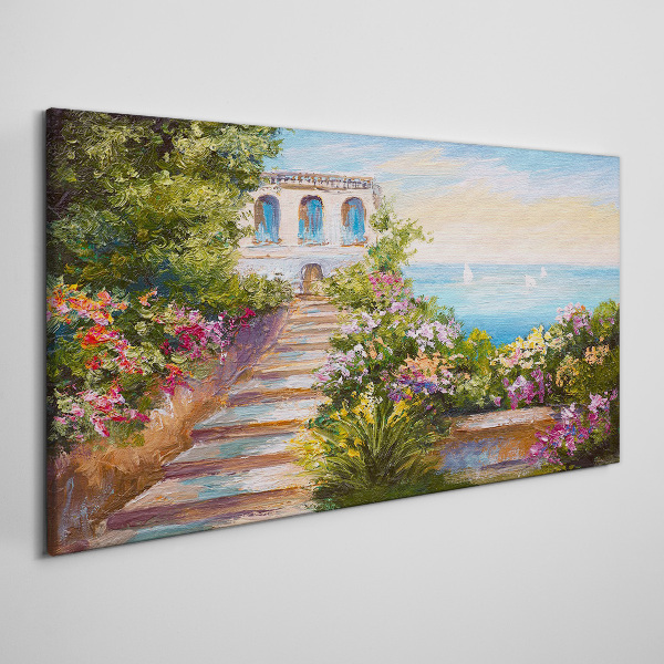 Tablou canvas O plimbare printre flori la malul mării