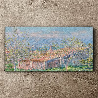 Tablou canvas Un peisaj liniștit cu o casă și copaci