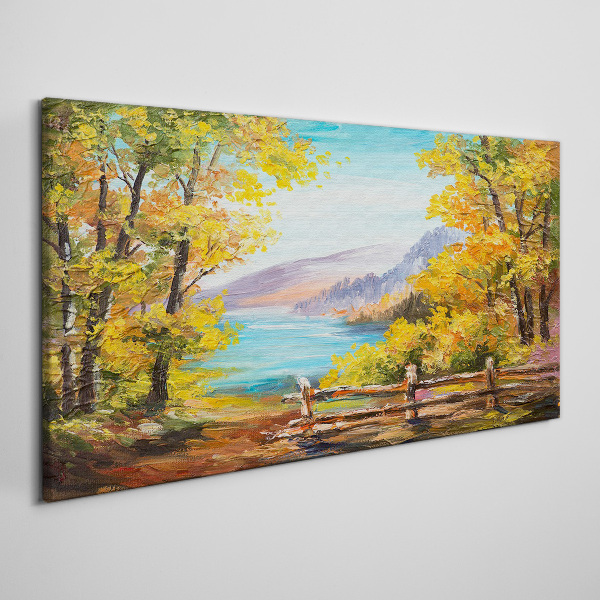 Tablou canvas Peisaj de toamnă pe malul lacului