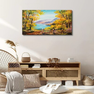 Tablou canvas Peisaj de toamnă pe malul lacului