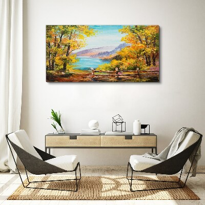 Tablou canvas Peisaj de toamnă pe malul lacului